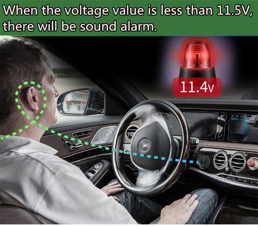Panel LED Medidor de Voltaje Digital Alarma de Baja Tensión para Moto Coche Barco 12V-24V Foto 3 de 4