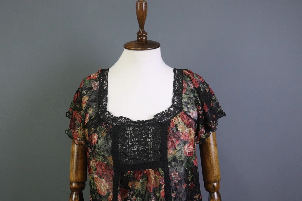 Blusa Top Denim & Supply Ralph Lauren Floral Cuello Cuadrado Encaje Superpuesto Talla L Foto 2 de 4