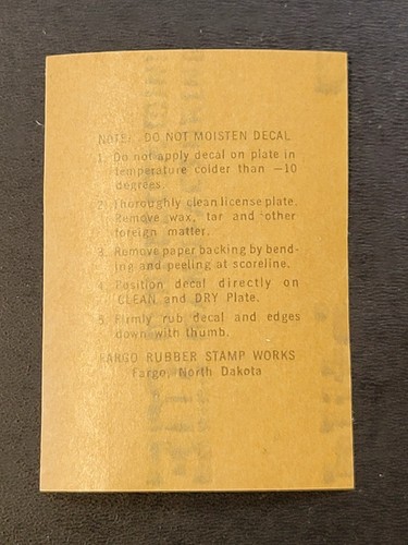 1975 North Dakota License Plate Registration STICKER vtg Date TAB Tag ND 75 - Picture 3 of 3