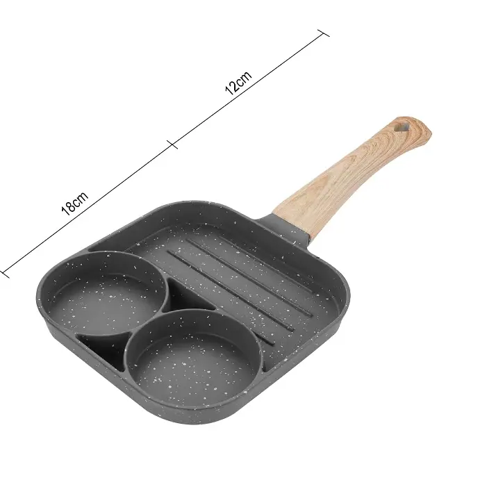 Padella Pancake 3 Fori cm 18x18 Piastra Alluminio Antiaderente Induzione