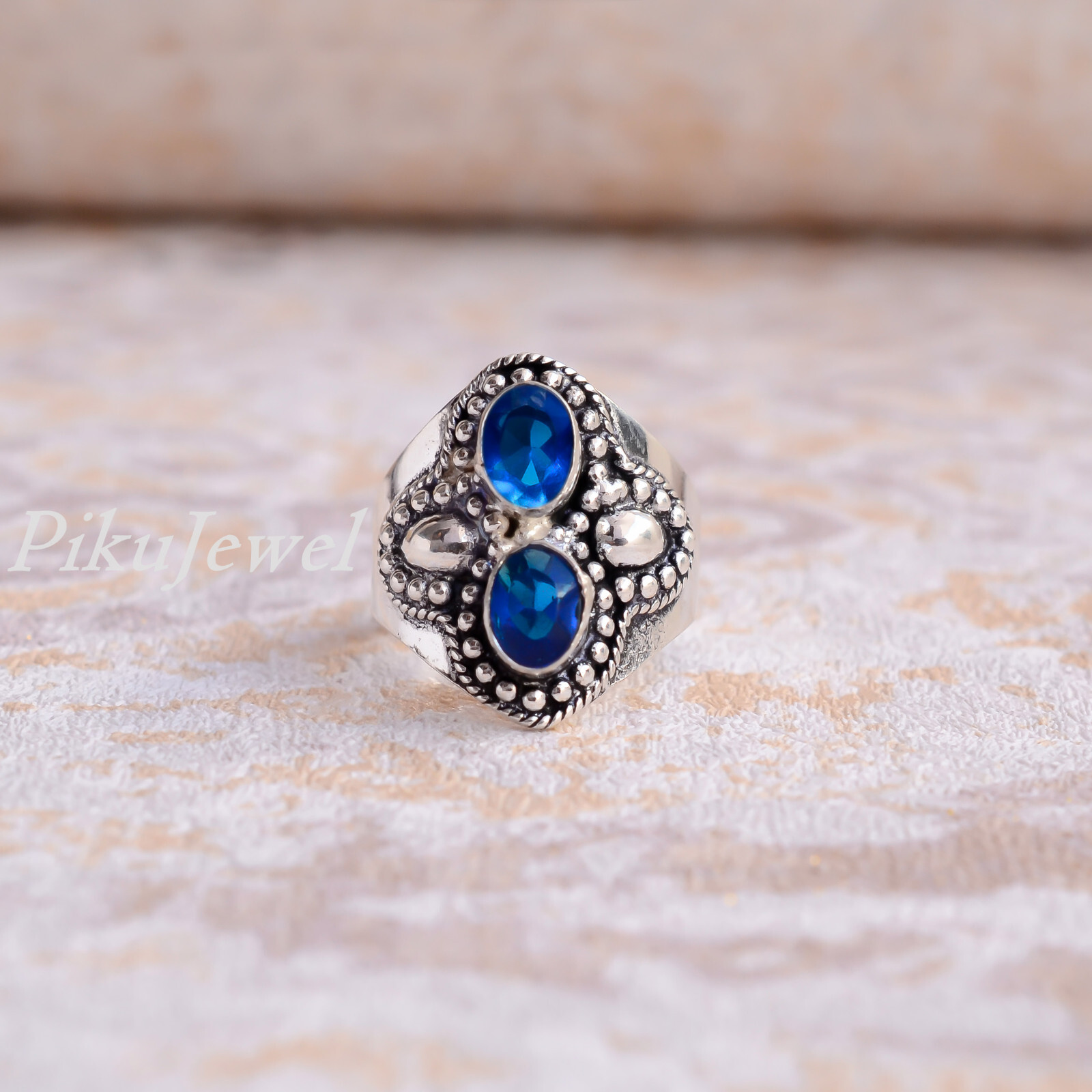 Blue Tanzanite Multi Cut Gemstone 925 Sterling Silver Creative Jewelry ...