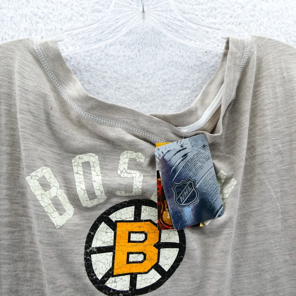CCM Boston Bruins Camisa Mujer Pequeña Beige Tejida NHL Hockey Deporte Retro Camiseta Nueva Foto 3 de 4