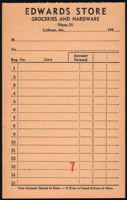 vintage receipt edwards store groceries and hardware 1940s calhoun missouri nrmt ebay
