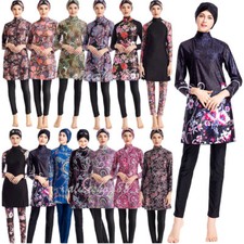 Muslim Printed Full Cover Women Arab Hijab Burkini Swimsuit Islamic Bathing Suit