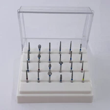 Dental Diamond High Speed Handpiece FG Burs Drill Polisher Box Case Holder 24pcs
