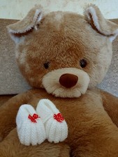 SCARPETTE NEONATO IN LANA FATTE A MANO AI FERRI