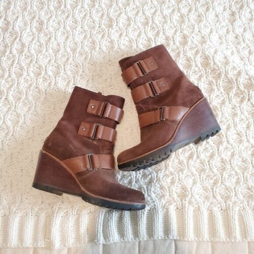 Sorel size 8 Brown After Hours Suede Wedge Bootie - 第 1/9 張圖片