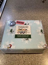 NEW BERKSHIRE PEANUTS BLUE QUEEN SIZE SHEET SET SNOOPY CHRISTMAS