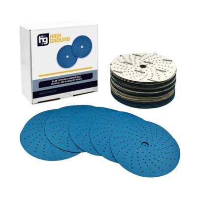 High Ground Blue Ceramic Hook & Loop 6'' w/ Holes Sanding Disc