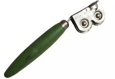 VTG A&J Manual Pull Through Metal Knife Sharpener Green Wood Handle Made In USA