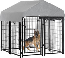 Welded Wire Dog Kennel Heavy Duty Playpen Roof  WaterResistant Cover 4'X4'X4.3'