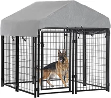 Welded Wire Dog Kennel Heavy Duty Playpen Roof & WaterResistant Cover 4'X4'X4.3'
