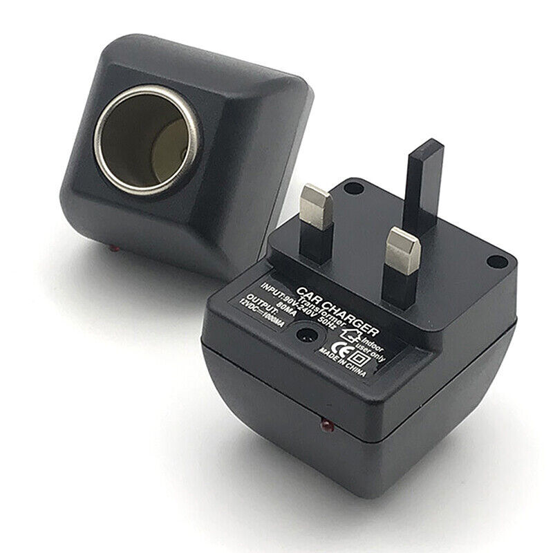 UK Plug Car Charger Lighter Socket 240V Mains Plug to 12V Car Charger ...