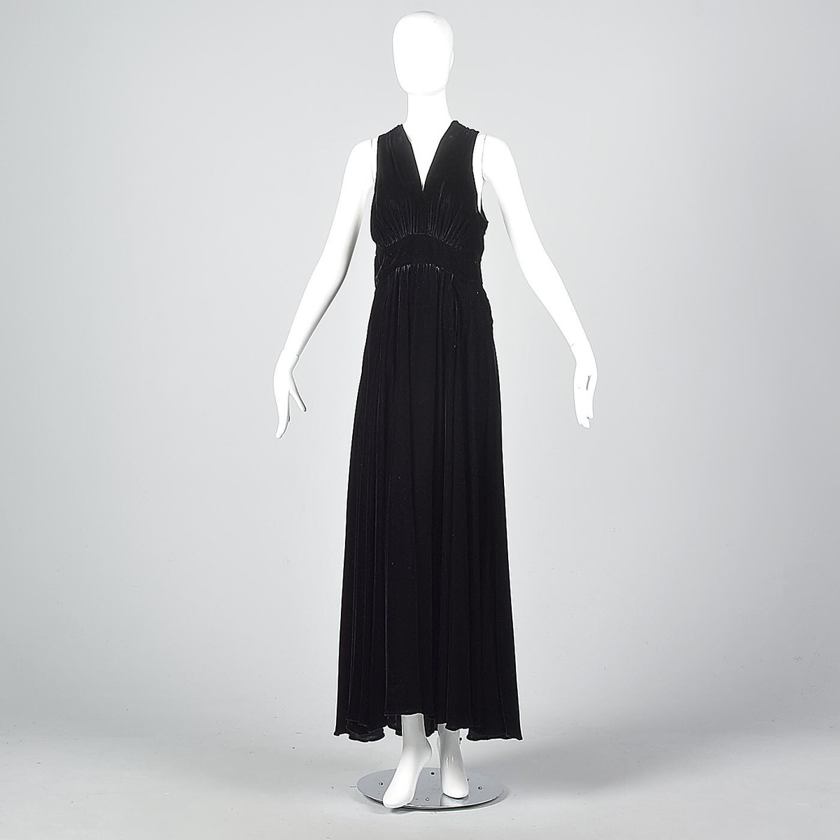 M 1930s Flowy Black Silk Velvet Formal Gown Long Bias Cut Evening Dress VTG  30s | eBay
