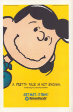 Met Life Insurance Peanuts Charles Schulz Lucy Pretty Face Vintage Print Ad 1989