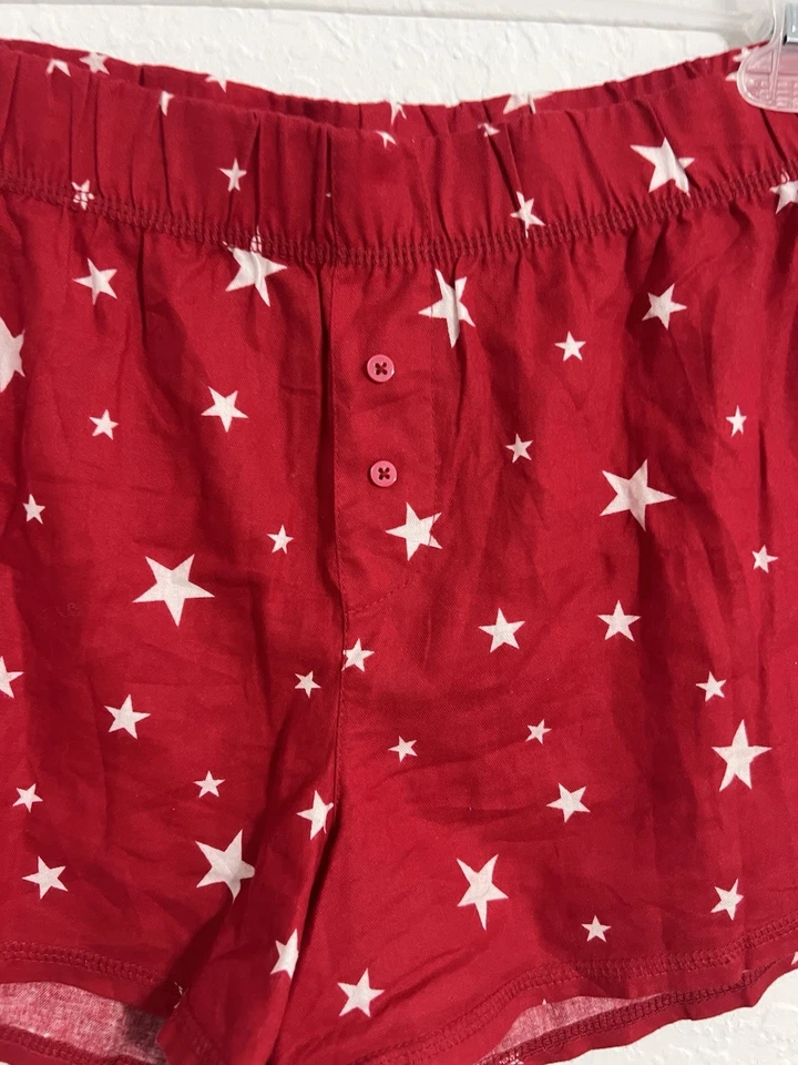 Xhilaration Women Red With Starts Sleepwear Shorts Size L 100% Cotton #210 NWOT - Image 2 of 4
