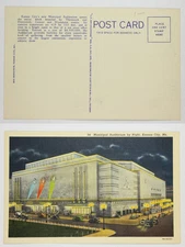 Municipal Auditorium at Night Kansas City MO Postcard 1930s Modern Architecture