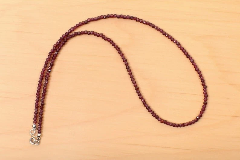 COLLANA ORO GIALLO, 18K, SFERE DI GRANATO ROSSO DA 4 MM, LUNGHEZZA 40- – Gioielleria - Foto 6