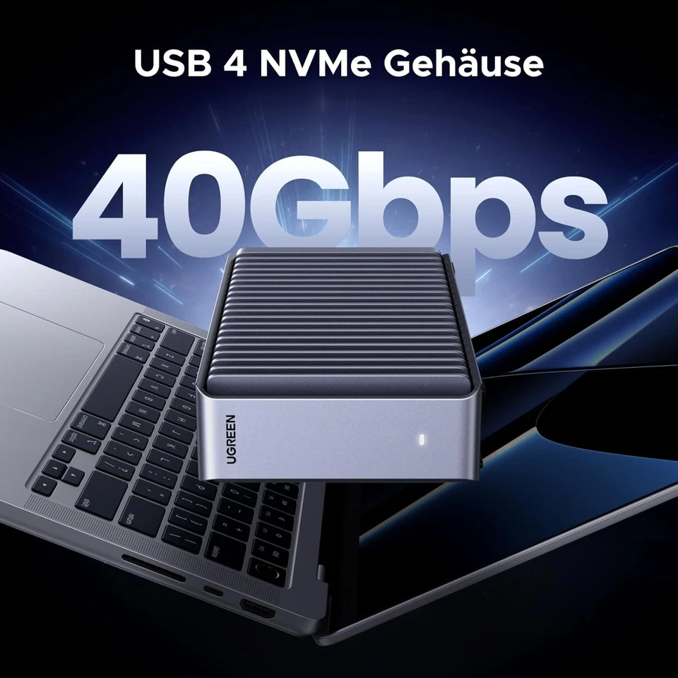 M2 SSD Gehäuse 40Gbps NVMe Thunderbolt 4 USB-C Aluminium kompatibel Mac Book - Bild 4 von 4