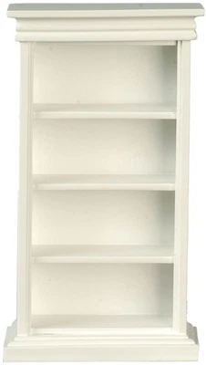 Maison De Poupée Étagère Blanche Présentoir Bibliothèque 1:12 Étude Mobilier - Photo 1/4
