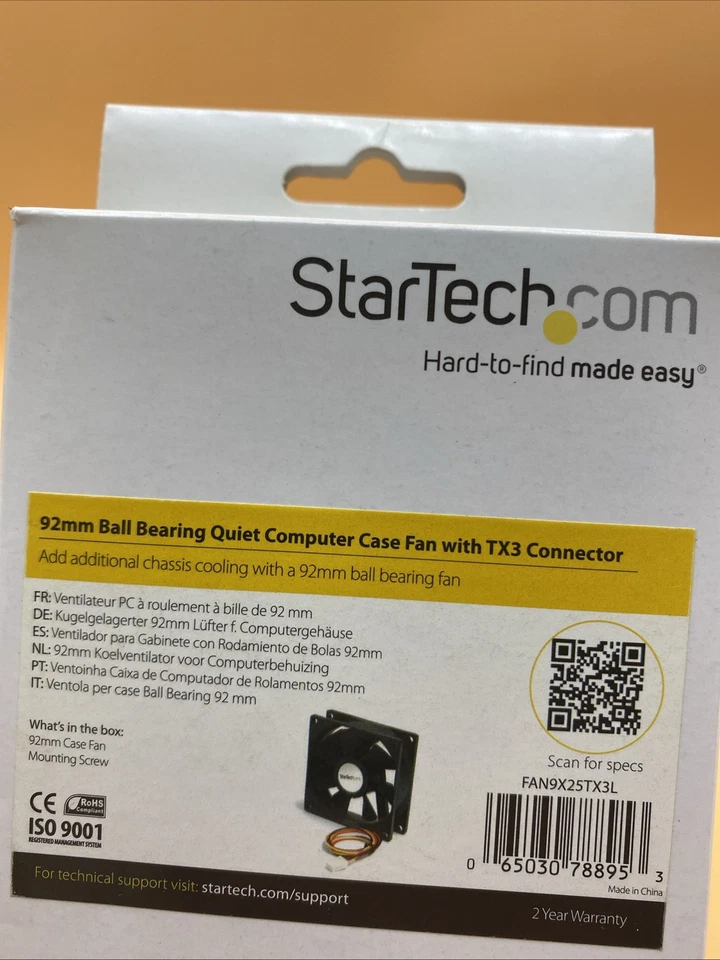 Startech 80x25mm Dual Ball Bearing Quiet Computer Case Fan TX3 FAN9X25TX3L - Image 2 of 2