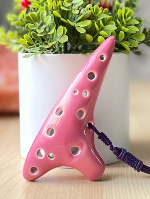 Soprano C 12 Hole Pink Glaze Ceramic Ocarina - Easy to Learn & Great Gift!