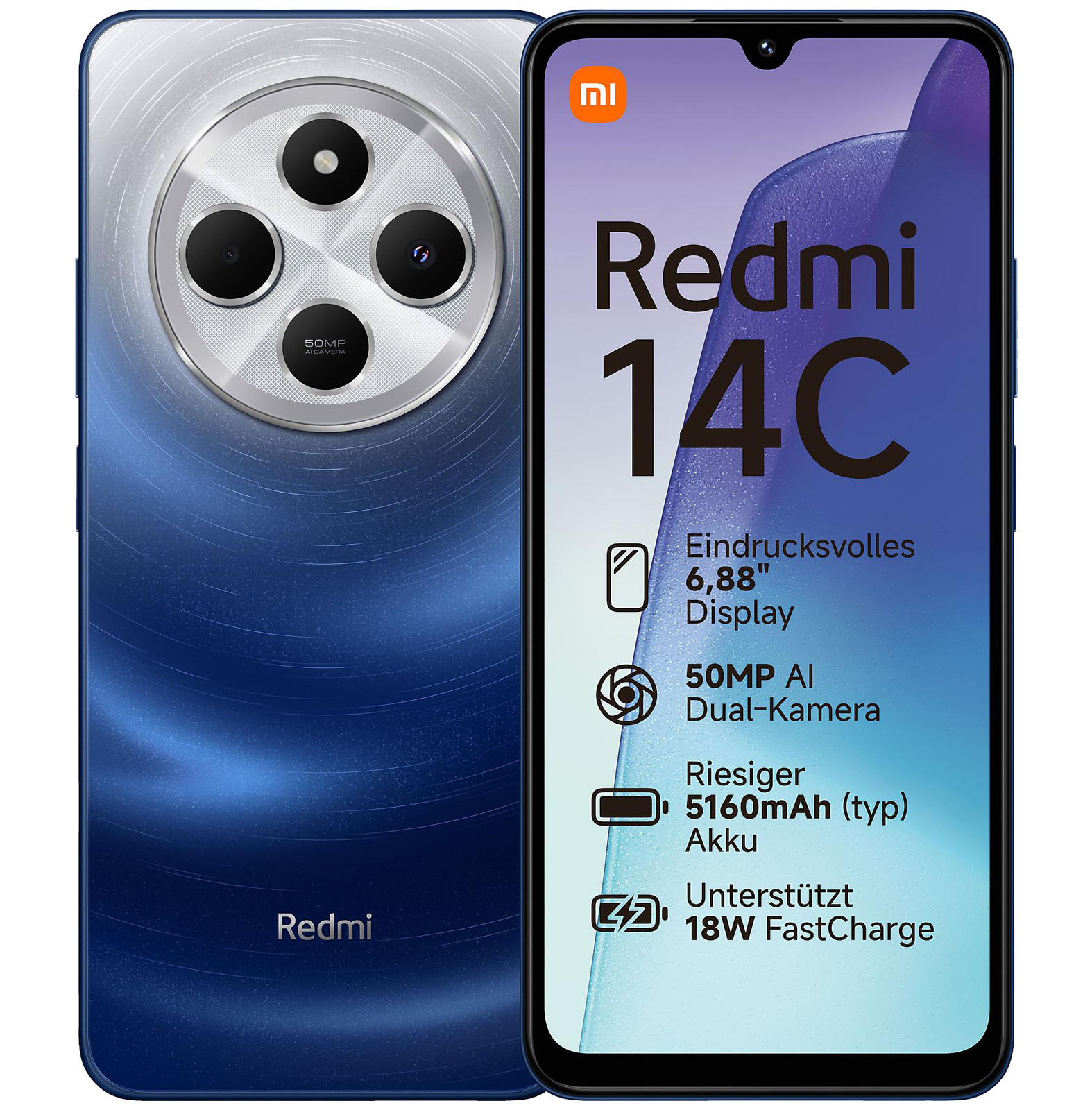 Xiaomi Redmi 14C Dual-SIM 4/128 GB blau Smartphone Handy Ohne Vertrag Android