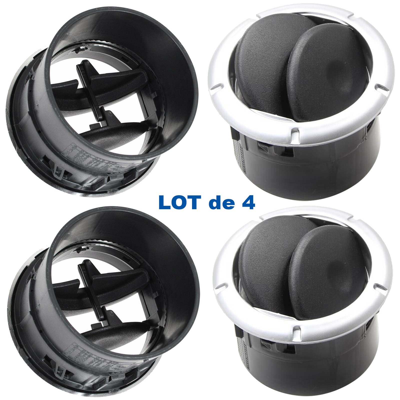 4 grilles d'aération grises orientables pour Master 3 et Logan