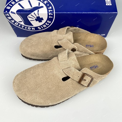 #ad #ad Birkenstock Boston Soft Footbed Taupe Suede Leather Clog $70.23