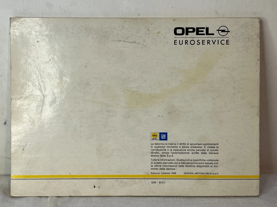 LIBRETTO USO E MANUTENZIONE OPEL VECTRA FEBBRAIO 1989 IN ITALIANO - Immagine 2 di 4