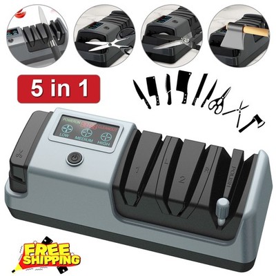 5 in 1 Electric Knife Sharpener-3 Rotational Speed Adjustable Knife Sharpener
