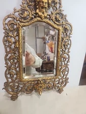 •Atq Bradley & Hubbard Gilded Cast Iron Grape Vine Dionysus Bacchus Mirror Frame