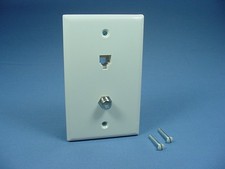 Leviton 40259-T Light Almond 1-Gang Phone Jack F Connector Unbreakable Wallplate