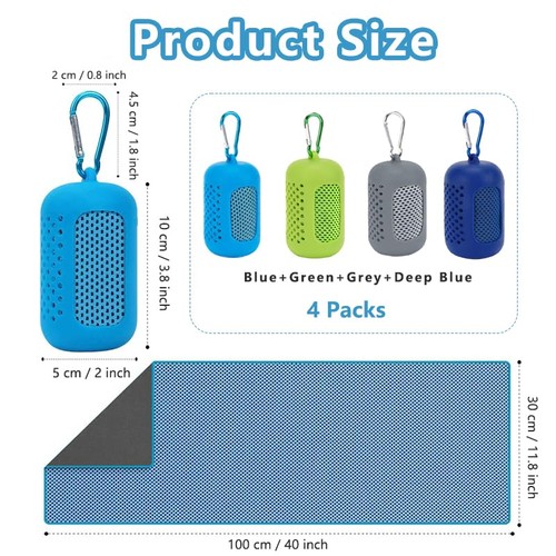 4 Pack Cooling Towels (40"x12"), Microfiber Chilly Towels Soft Breathable Gym... - Picture 4 of 7