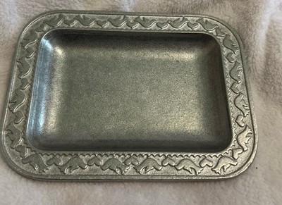 Wilton RWP Pewter 6'' x 7 7/8'' Appetizer Plate, Tray w/ Dove Heart Design