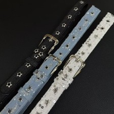 Damen Jeansgürtel Mit Sternen Nieten Strassbesatz Verstellbar (Einheitsgröße)