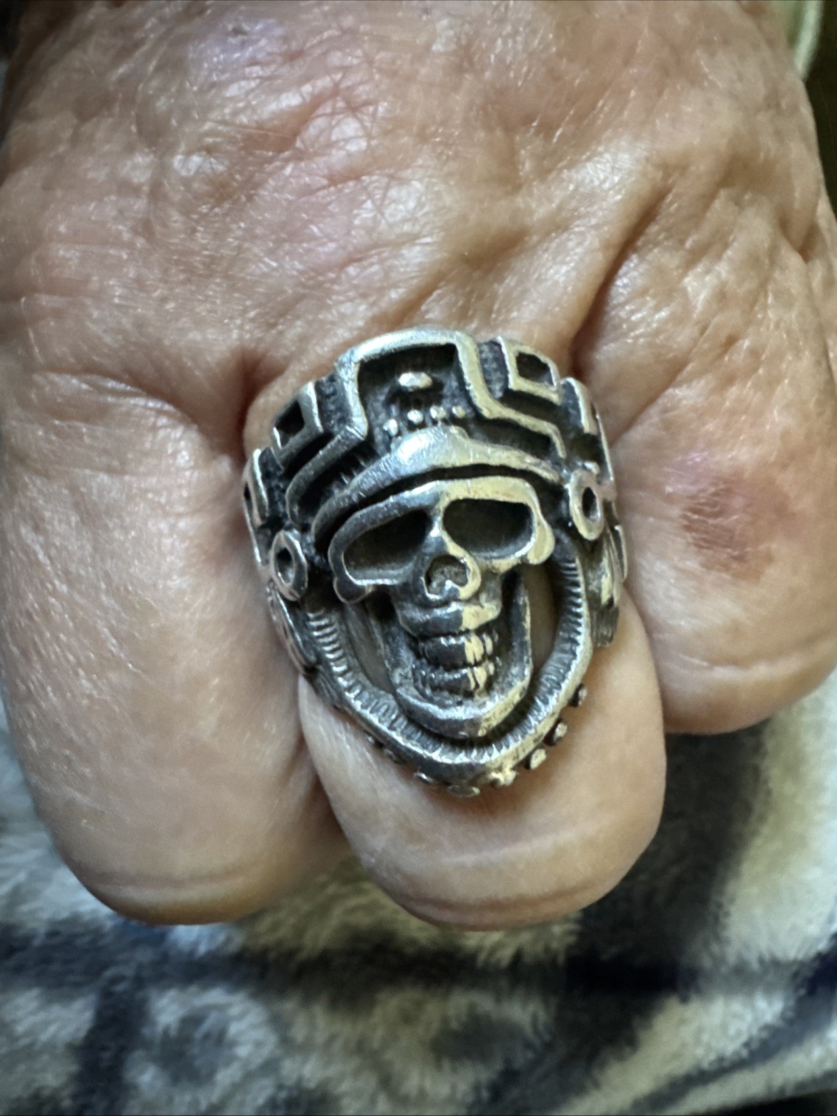 Heavy Genuine Sterling Silver Ring Solid 925 Azte… - image 1