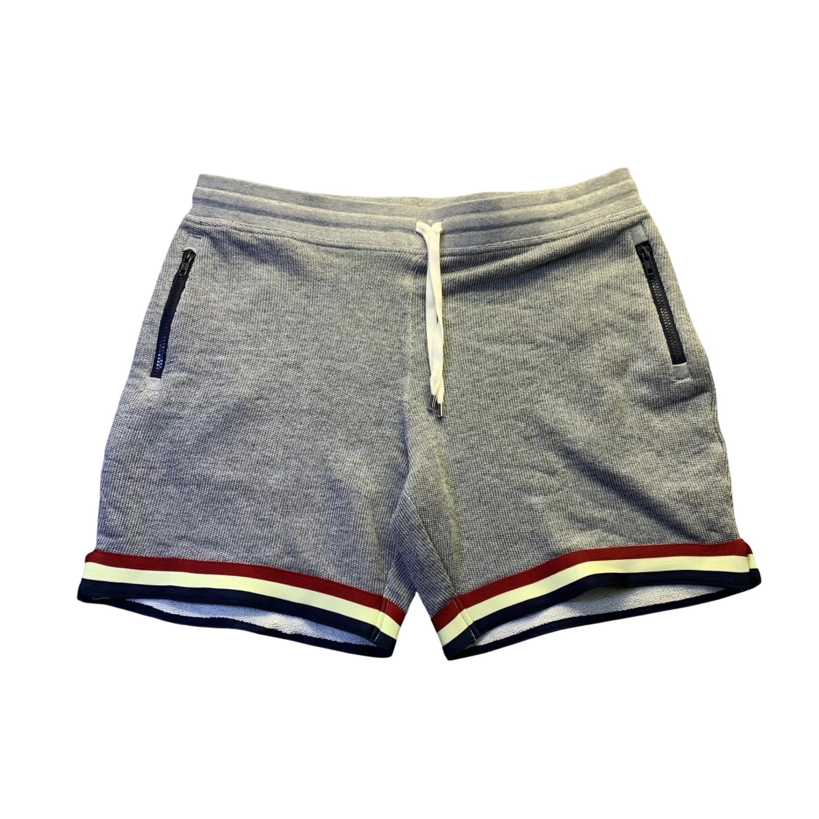 Chubbies Lounge Wear Grey Waffle Knit Shorts Mens XL 7 Inch Inseam Striped Trim