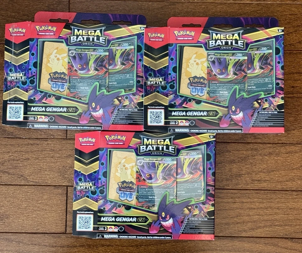 3x Pokemon Mega Battle Deck Mega Gengar EX - NO HAUNTER PROMO - 6x Gengar Cards - Image 1 of 1