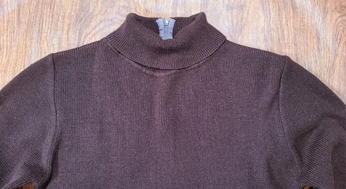 Vintage 70's Knit Donnkenny 1/4 Zip Back Womens Sm Brown Turtleneck - Picture 3 of 8