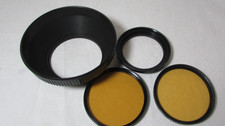Estate lot of assorted 58mm 2- Colored Lens 1-Adapter Ring 1- Hard Shell Hood