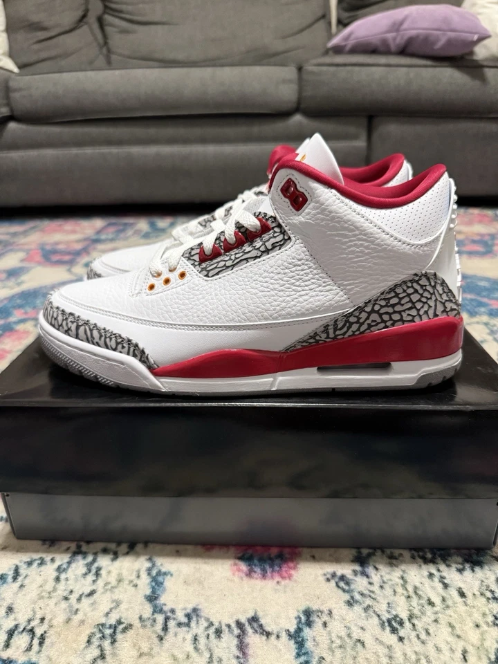 耐克 Air Jordan 3 Retro Mid Cardinal 红色 10 码 CT8532-126 — 第 2/4 张图片