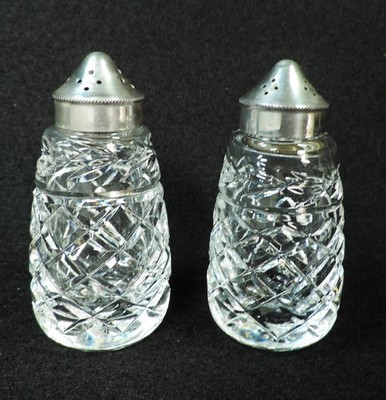 WATERFORD CUT CRYSTAL GLENDORE SALT & PEPPER SHAKERS