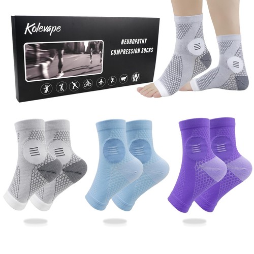 3 Pairs Neuropathy Socks for Women & MenNano Comprex Ankle Sleeves Protection