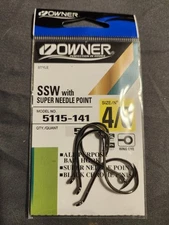 Owner 5115-141 SSW All Purpose Hook with Super Needle Point Size 4/0
