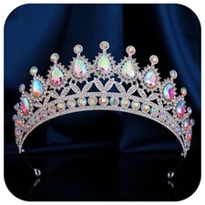Crystal Tiaras and Crowns for Women - Wedding and Birthday Party Silver AB