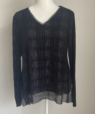 Black Burnout Velvet Women's Petite Small Top Long Sleeve Simply Vera Vera Wang
