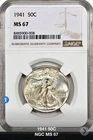 1941 P Walking Liberty Silver 50C NGC MS67 Ultra Gem PQ+ Blazing Registry Coin