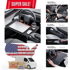 2-in-1 Car Steering Wheel Desk Tray  Car Seat Gap Filler Organizer   Foldabl...