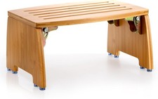 Bamboo Folding Step Stool Non-Slip Leg Shaving Foot Rest Chair Foldable One Step